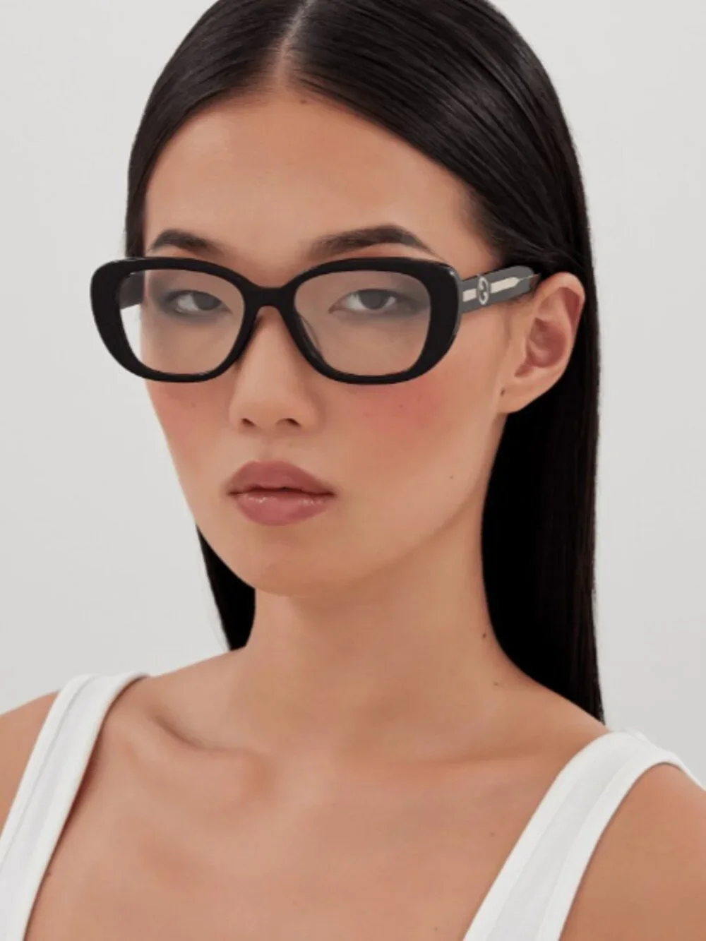 Gucci GG1559OK 001 Cat Eye Eyeglasses –Shiny Black 54mm